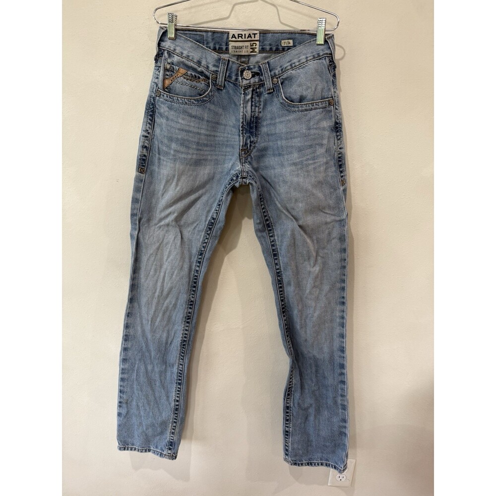 Ariat M4 Jeans Mens 31 X 36 Blue Excellent Relaxed Boot Cut Thick Stitch Denim